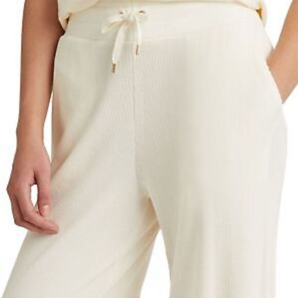 RALPH LAUREN Thermal Tie Textured Pull-on Pants. Color:Pale Cream XS, S, L, XL - Picture 3 of 4